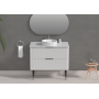 Line R-Corner Matte White All Drawers Vanity Cabinet Only